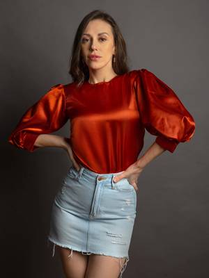 Rust satin top 1