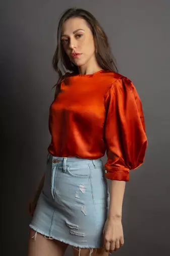 Rust satin top