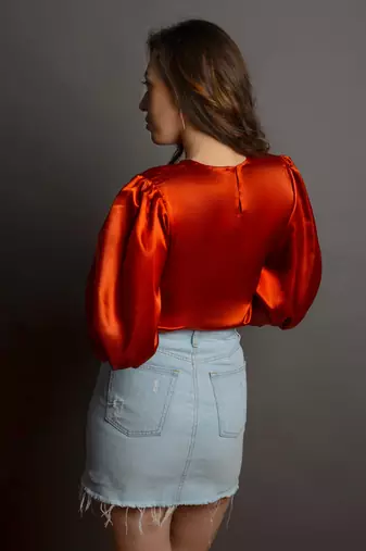 Rust satin top