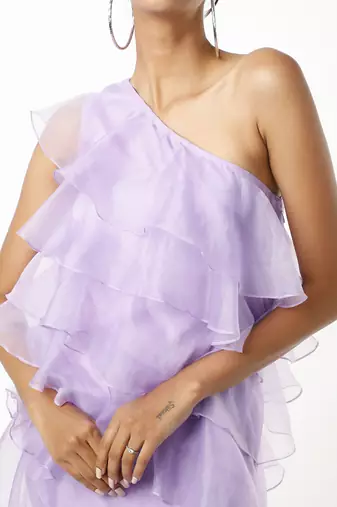Lilac one shoulder layered dress
