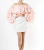 Peach off shoulder layered crop top