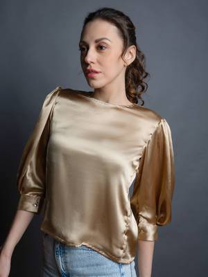 Gold satin top 1