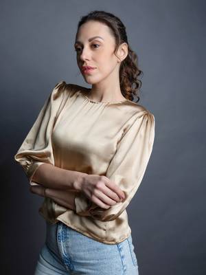 Gold satin top 3