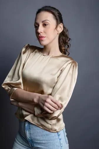 Gold satin top
