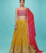 Mustard Color Base Lehenga Choli Dupatta Set