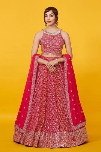Red Color Base Lehenga Choli Dupatta Set