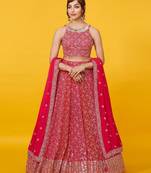 Red Color Base Lehenga Choli Dupatta Set
