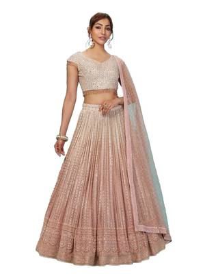 Peach Color Base Lehenga Choli Dupatta Set 2
