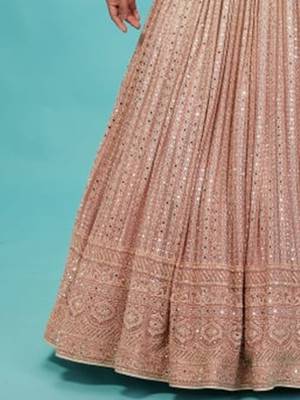 Peach Color Base Lehenga Choli Dupatta Set 4