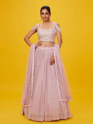 Pink Color Base Lehenga Choli Dupatta Set 1