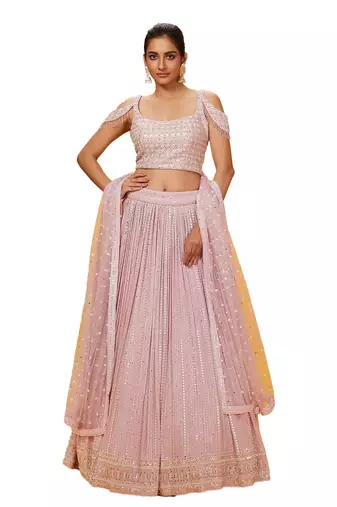 Pink Color Base Lehenga Choli Dupatta Set