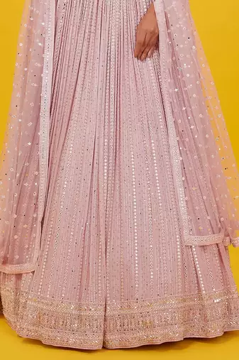Pink Color Base Lehenga Choli Dupatta Set