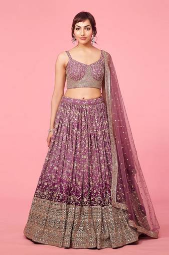 Mauve Color Base Lehenga Choli Dupatta Set