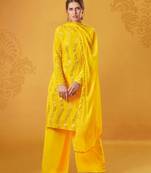 Featuring Yellow Color Ethnic wear Gown Set