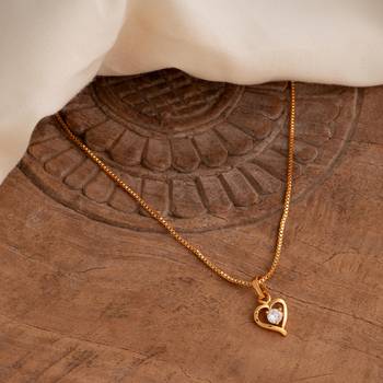 Golden short thin box chain18" with heart shape pendant one gram gold 1