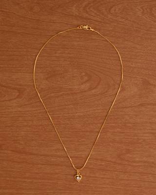 Golden short thin box chain18" with heart shape pendant one gram gold 2