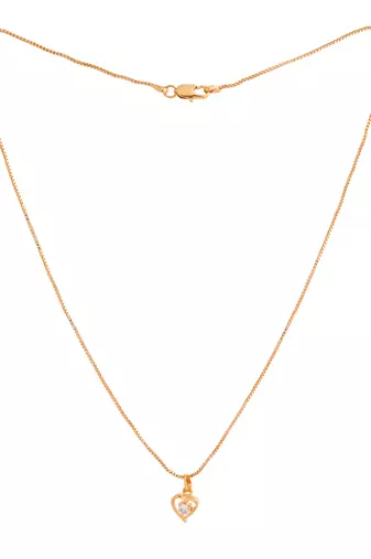 Golden short thin box chain18" with heart shape pendant one gram gold