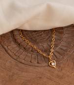 Golden short designer chain18" with heart shape pendant one gram gold