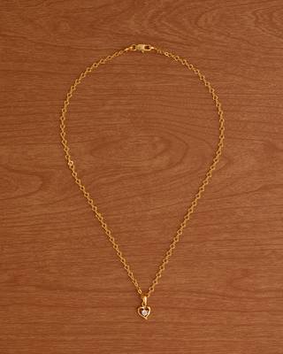 Golden short designer chain18" with heart shape pendant one gram gold 2