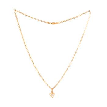 Golden short designer chain18" with heart shape pendant one gram gold 3