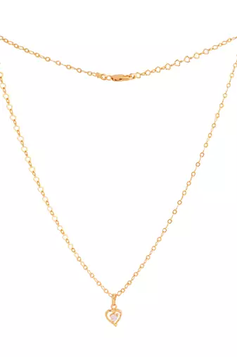 Golden short designer chain18" with heart shape pendant one gram gold