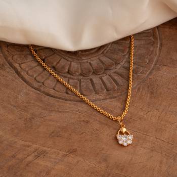 Golden short link chain18" with white stone pendant one gram gold 1