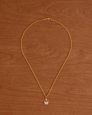 Golden short link chain18" with white stone pendant one gram gold 2