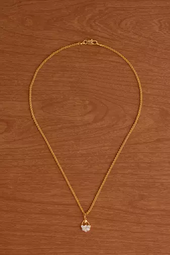 Golden short link chain18" with white stone pendant one gram gold