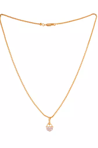 Golden short link chain18" with white stone pendant one gram gold