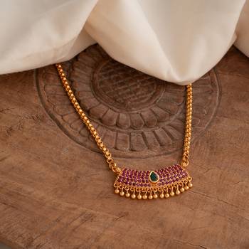   box chain medium length 24" with ruby pendant one gram gold 1