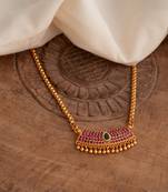   box chain medium length 24" with ruby pendant one gram gold