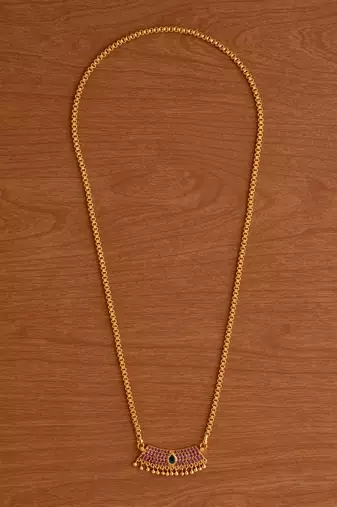   box chain medium length 24" with ruby pendant one gram gold