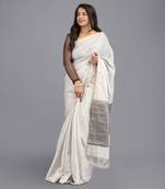 Silver Tissue Zari Pure Chanderi Handloom Saree Without Blouse