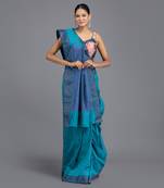 Blue Pure Silk Banarasi Handloom Saree Without Blouse