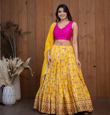 Feastful Yellow Lehenga Choli Embroidered Party Wear Designer Wedding Haldi Lengha Choli 2