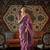 Kimisha women's purple silk woven saree with unstitched blouse piece