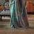 Kimisha women's teal silk woven saree with unstitched blouse piece