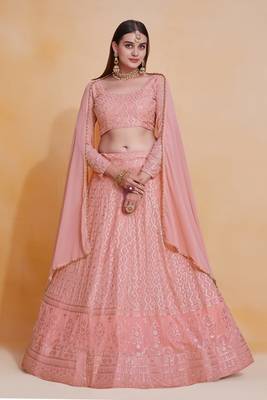 Charming Rosy Brown Lehenga Choli Wedding Party Wear Lucknowi Embroidery Work Lehnga Choli 1