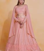 Charming Rosy Brown Lehenga Choli Wedding Party Wear Lucknowi Embroidery Work Lehnga Choli