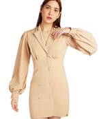 Beige lachka blazer collor dress