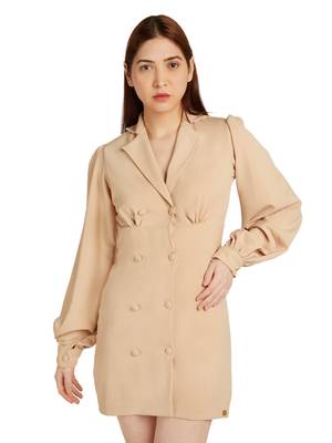 Beige lachka blazer collor dress 3