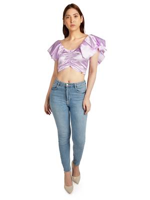 Lilac front gathered crop top 1