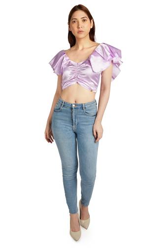Lilac front gathered crop top