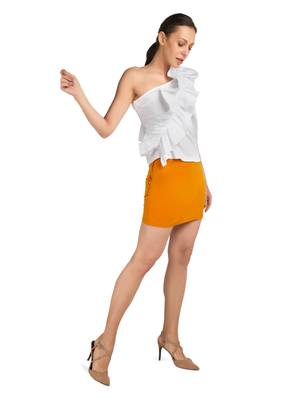 White one shoulder ruffled top 5