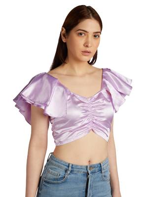 Lilac front gathered crop top 2