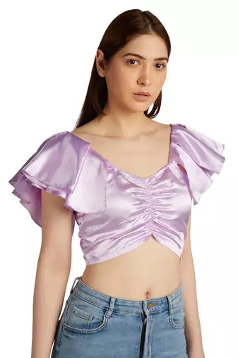 Lilac front gathered crop top
