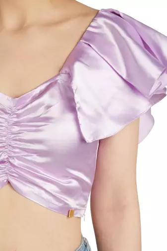 Lilac front gathered crop top