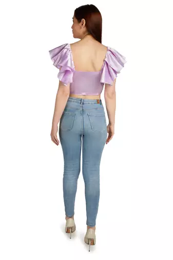 Lilac front gathered crop top