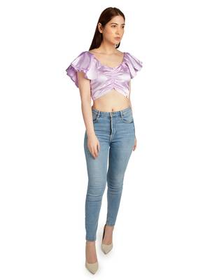 Lilac front gathered crop top 5