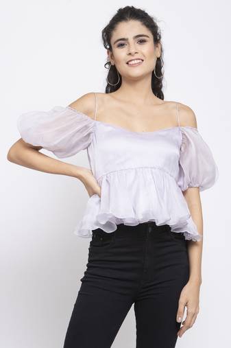 Lilac offshoulder peplum top